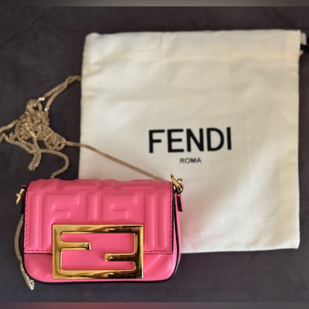 Fendi Pink Mini Charm Baguette